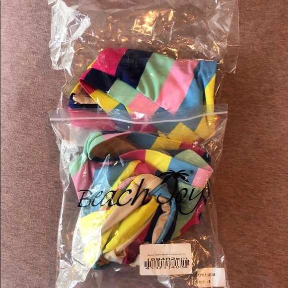 Striped High Cut High Waist Bikini Pink Lily #NWT - Picture 9 of 12